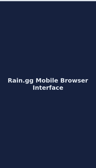 Rain.gg mobile casino interface on smartphone browser 2026