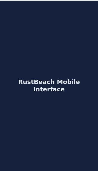 RustBeach mobile gambling interface on smartphone screen 2026