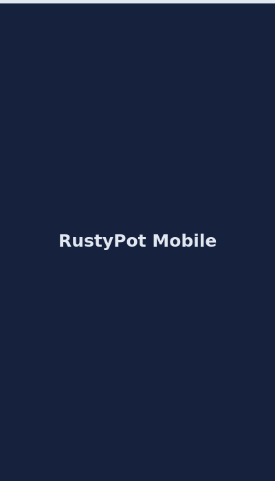 RustyPot mobile interface with active trade status and Jackpot controls on smartphone 2026