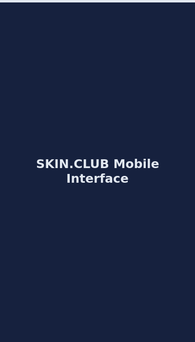SKIN.CLUB mobile interface on smartphone showing cases and profile actions 2026