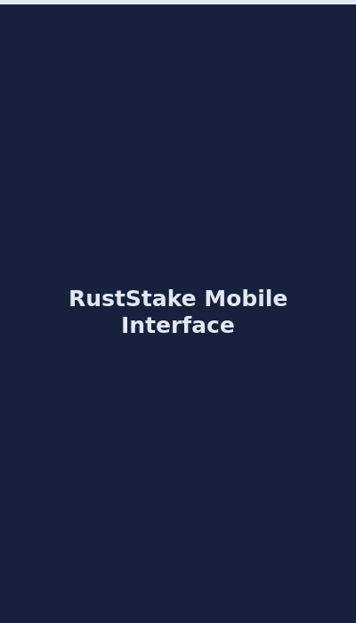 RustStake mobile interface on smartphone with Rust games 2026
